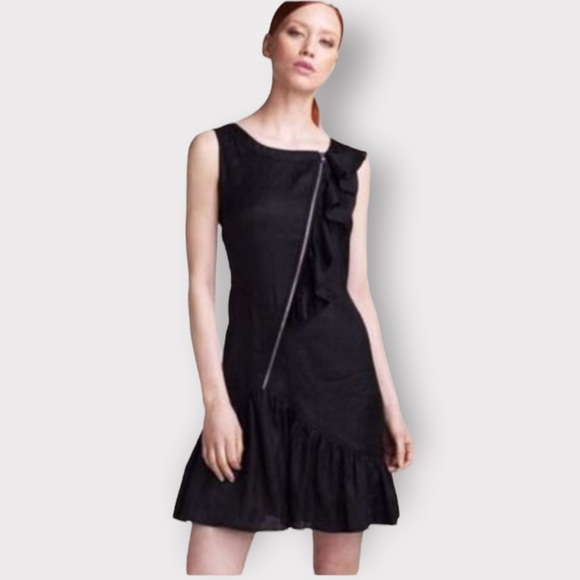 GUC Vintage Marc by Marc Jacobs Black Ruffle Zipper Dress. Size 4 - Picture 1 of 8